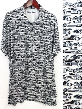 Robert Graham Short Sleeve Auto Expo Print Polo Gray 3XL